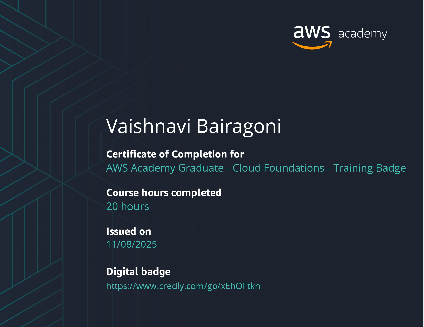 AWS Cloud Foundations certificate